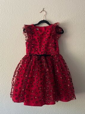 Pippa & Julie Girls Size 6 Red Star Tulle Party Dress Glitter Ruffle